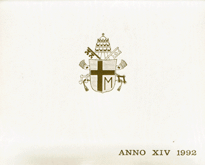 Cartera Vaticano 1992 Oficial Liras Juan Pablo II Fdc
