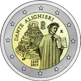 2 Euros Commémorative Italie 2015 Dante Alighieri 750 Ans Unc Bu