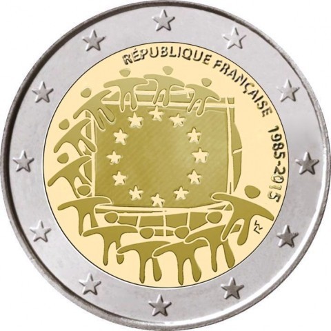 2 Euro Francia 2015 30 Anni Bandiera Europea Fdc