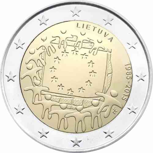 2 Euros Lituania 2015 30 Años Bandera Europea Unc