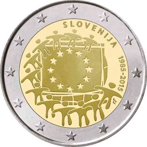 2 Euros Eslovenia 2015 30 Años Bandera Europea Unc
