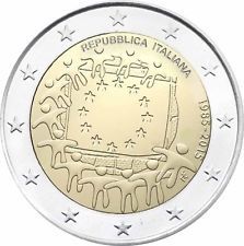 2 Euros Commémorative Italie 2015 30 Ans Drapeau Européen Bu Unc