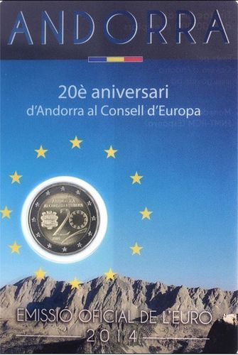 Coincard 2 Euros Andorra 2014 Flor de cuño Fdc