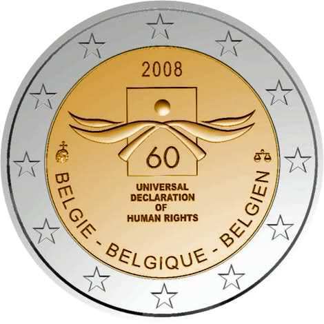 2 Euros Conmemorativos Belgica 2008 Moneda