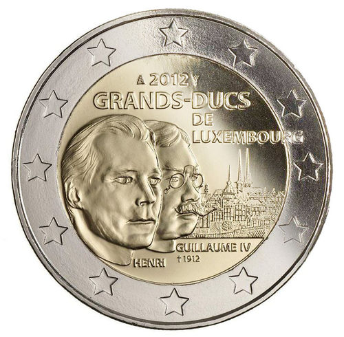 2 Euros Conmemorativos Luxemburgo 2012 Moneda Muerte