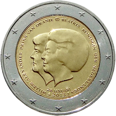 2 Euro Commemorativi Olanda 2013 Moneta