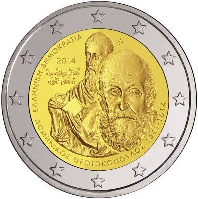 2 Euros Conmemorativos Grecia 2014 Moneda El Greco