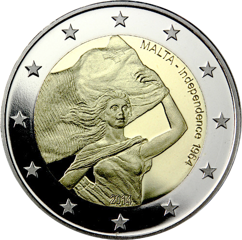 2 Euros Conmemorativos Malta 2014 Moneda Independencia