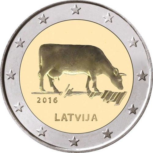 2 Euro Commemorativi Lettonia 2016 Moneta Mucca