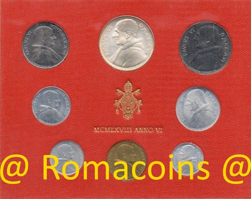 1968 Italy Vatican coins official set with silver UNC Paulus VI in official box
