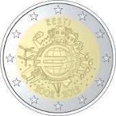 2 Euros Conmemorativos Estonia 2012 10 Años Euro