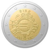 2 Euro Commemorativi Irlanda 2012 Anniversario 10 Anni Euro