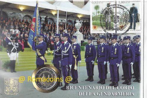 2 Euro Vaticano Busta Filatelica Numismatica 2016 Gendarmeria