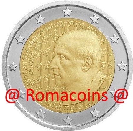 2 Euros Conmemorativos Grecia 2016 Moneda Dimitri Mitropoulos