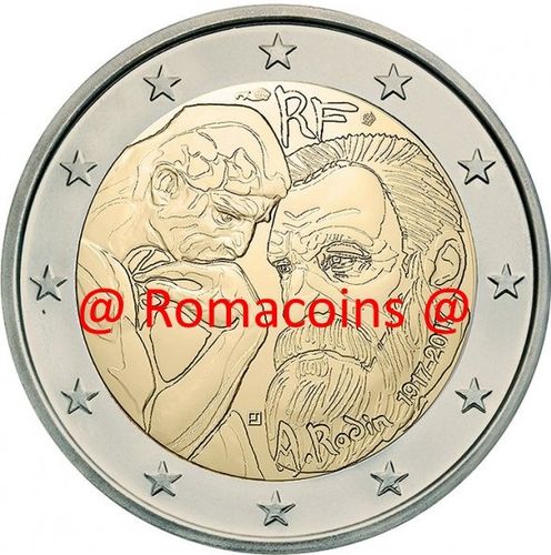 Moneda Conmemorativa 2 Euros Francia 2017 Auguste Rodin Unc