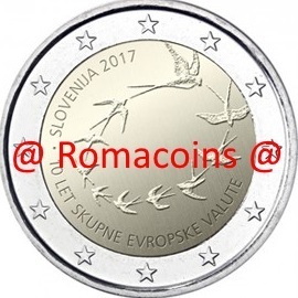 2 Euros Conmemorativos Eslovenia 2017 10 Años Euro Unc