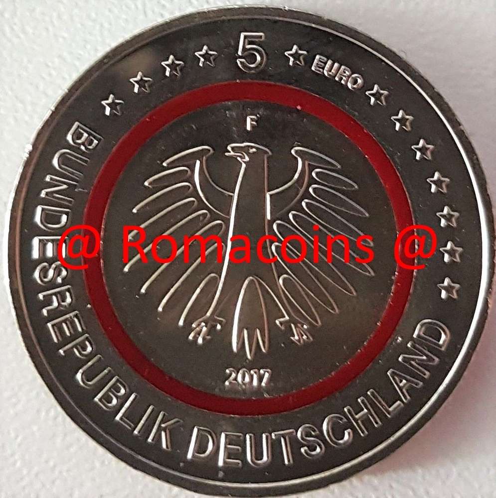 Tropical Zone Germany 5 Euro 2017 Transparent Red Polymer Ring.Mint Uncirculated 