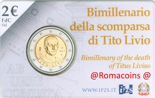 Coincard Italia 2017 Tito Livio 2 Euros Conmemorativo Fdc