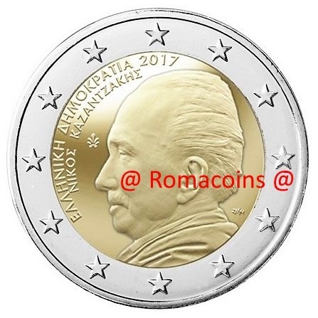 2 Euros Conmemorativos Grecia 2017 Moneda Nikos Kazantzakis