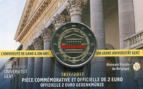 Coincard Belgio 2017 2 Euro 200 Anni Università Gent Lingua Francese