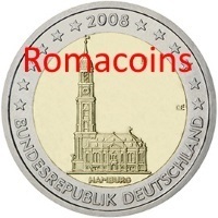 2 Euro Commemorative Coin Germany 2008 Hamburg Bu Mint A