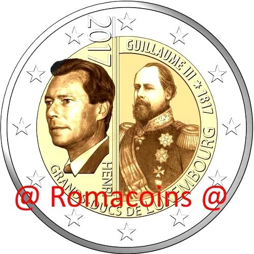 2 Euros Conmemorativos Luxemburgo 2017 Guillermo III