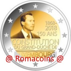 2 Euros Conmemorativos Luxemburgo 2018 150 Años Constitución