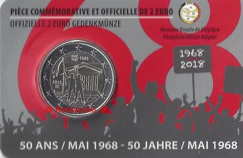 Coincard Belgica 2018 2 Euros Mayo 1968 Idioma Francés