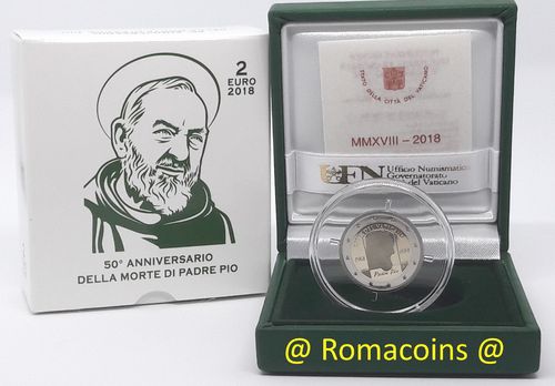 2 Euro Vatikan 2018 Padre Pio PP Polierte Platte