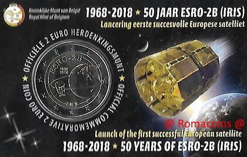 Coincard Belgio 2018 2 Euro Satellite Esro-2B Lingua Olandese