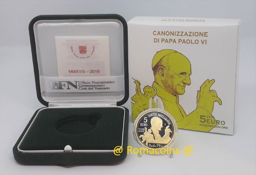5 Euro Vaticano 2018 Canonizzazione Paolo VI Oro e Argento