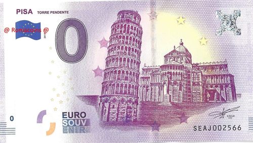 Billete Turístico 0 Euro Souvenir Torre de Pisa