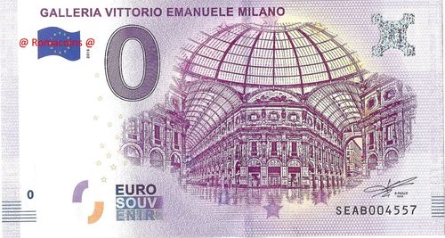 Billete Turístico 0 Euro Souvenir Galleria Vittorio Emanuele