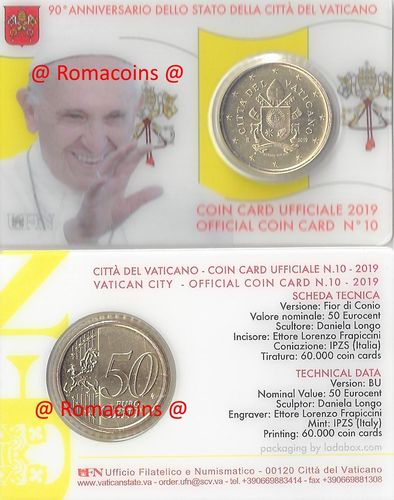 Coincard Vaticano 2019 50 cc Stemma Papa Francesco