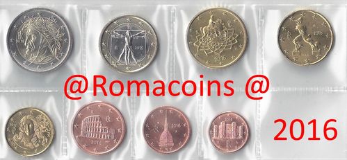 Serie Completa Italia 2016 8 Monedas Euros Unc