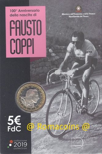 5 Euros Italia 2019 Fausto Coppi en Blister Fdc