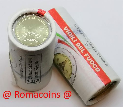 Rollo Italia 2 Euros 2020 Cuerpo de Bomberos Raro !!!