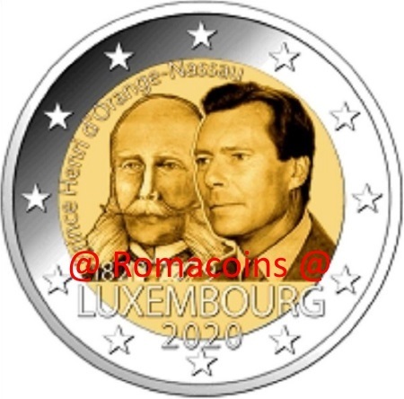 2 Euros Conmemorativos Luxemburgo 2020 Henry de Orange-Nassau