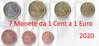 Serie Vaticano 2020 7 Monedas 1 cc 1 Euro Unc.