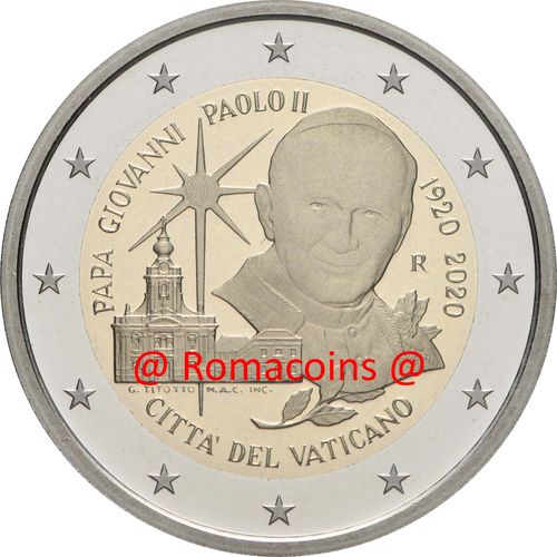 2 Euros Conmemorativos Vaticano 2020 Juan Pablo II sin cartera