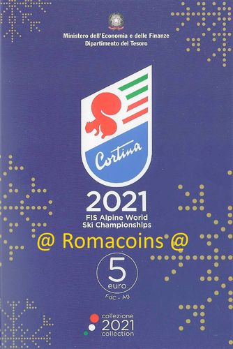 5 Euros Italia 2021 Cortina Plata Proof