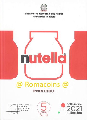 5 Euro Nutella 2021 Italia Argento Fdc Tappo Rosso