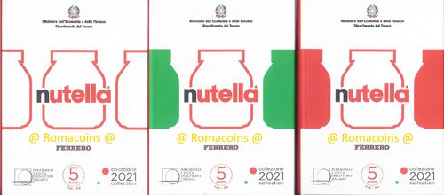 Trittico Nutella 5 Euro 2021 Italia Argento 3 Confezioni
