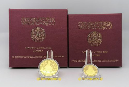 Vatican 20 + 50 Euro 2021 Gold Coins Proof