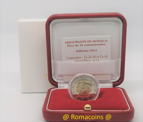 2 Euros Conmemorativos Monaco 2021 10 Años de Matrimonio