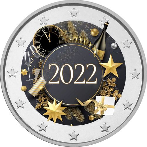 Moneta da 2 Euro Speciale Felice Anno 2022 Fdc