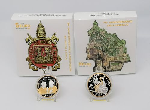 5 + 10 Euro Vatican 2021 Gold and Silver Proof