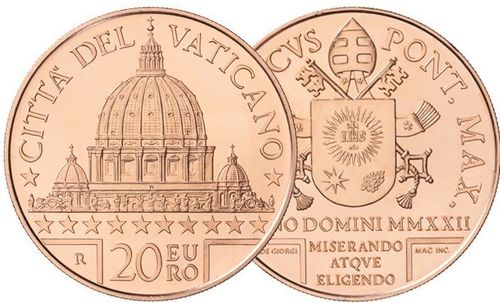 20 Euros Vaticano 2022 en Cobre Unc