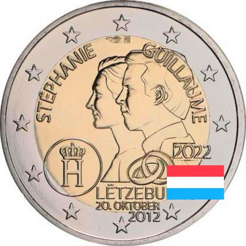 2 Euros Commémorative Luxembourg 2022 Guglielmo et Stefania
