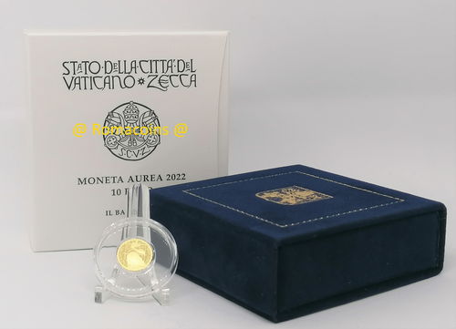 10 Euro Vaticano 2022 Oro Fondo Specchio Proof Battesimo